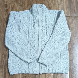 Peruvian Connection Wool Alpaca Blend Full Zip Cable Knit Sweater